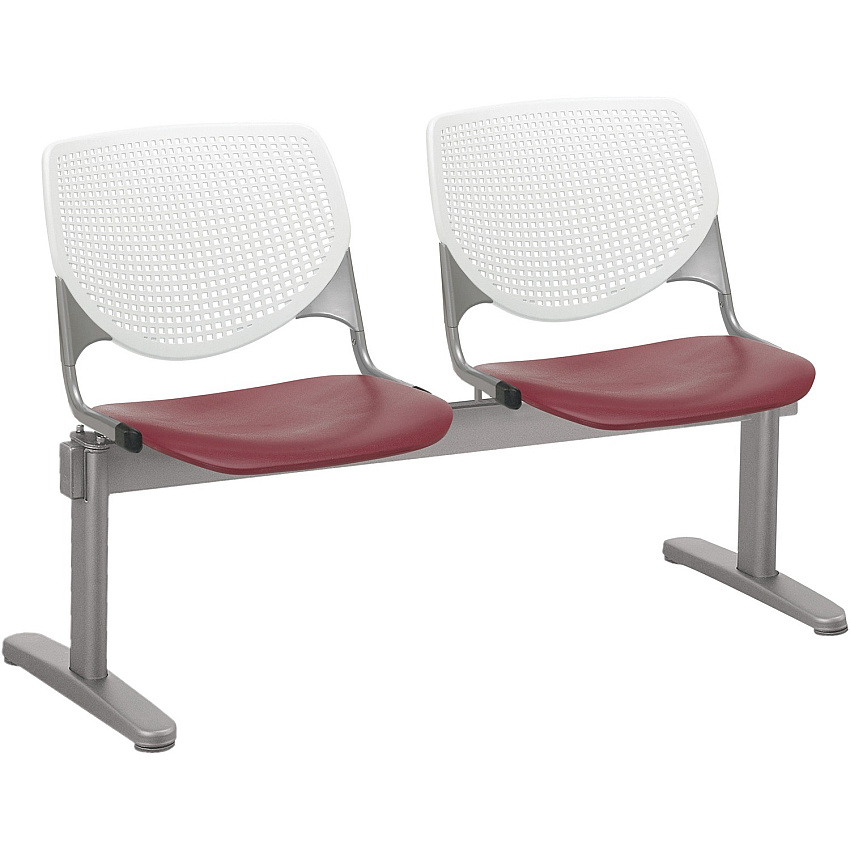 KFI Kool 2 Seat Beam Chair Burgundy Seat Color - Polypropylene Seat Material - White Back Color - Polypropylene, Aluminum Alloy Back Material - Powder Coated Silver Frame Color - Tubular Steel Frame Material - 1 Each (2300BEAM287)