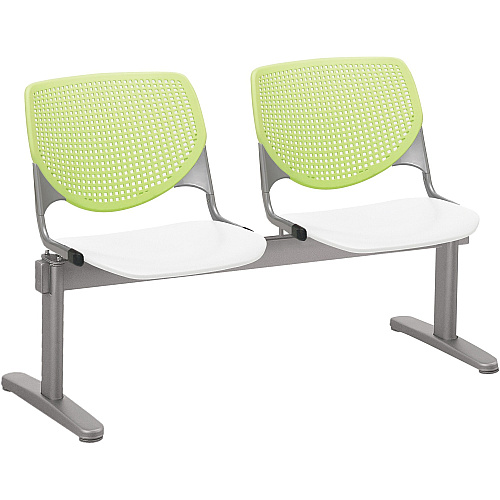 KFI Kool 2 Seat Beam Chair White Seat Color - Polypropylene Seat Material - Lime Green Back Color - Polypropylene, Aluminum Alloy Back Material - Powder Coated Silver Frame Color - Tubular Steel Frame Material - 1 Each (2300BEAM2148)