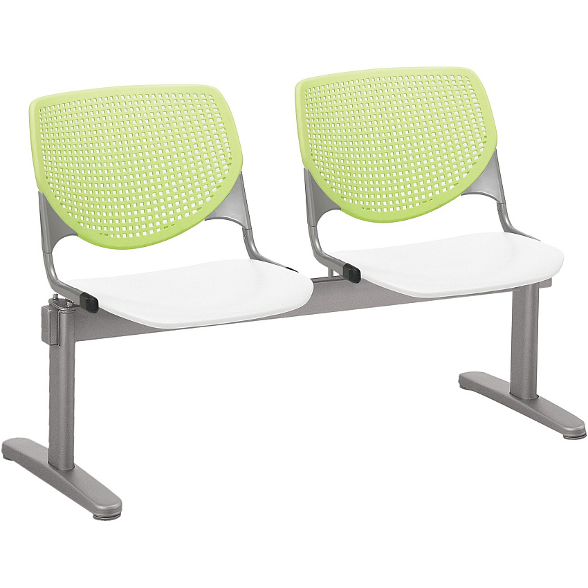 KFI Kool 2 Seat Beam Chair White Seat Color - Polypropylene Seat Material - Lime Green Back Color - Polypropylene, Aluminum Alloy Back Material - Powder Coated Silver Frame Color - Tubular Steel Frame Material - 1 Each (2300BEAM2148)