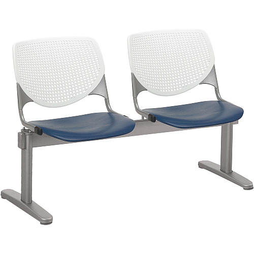 KFI Kool 2 Seat Beam Chair Navy Seat Color - Polypropylene Seat Material - White Back Color - Polypropylene, Aluminum Alloy Back Material - Powder Coated Silver Frame Color - Tubular Steel Frame Material - 1 Each (2300BEAM283)