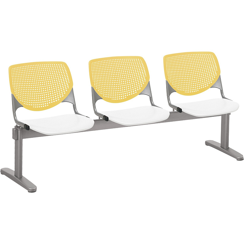 KFI Kool 3 Seat Beam Chair White Seat Color - Polypropylene Seat Material - Yellow Back Color - Polypropylene, Aluminum Alloy Back Material - Powder Coated Silver Frame Color - Tubular Steel Frame Material - 1 Each (2300BEAM3128)