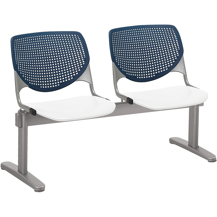KFI Kool 2 Seat Beam Chair White Seat Color - Polypropylene Seat Material - Navy Back Color - Polypropylene, Aluminum Alloy Back Material - Powder Coated Silver Frame Color - Tubular Steel Frame Material - 1 Each (2300BEAM238)