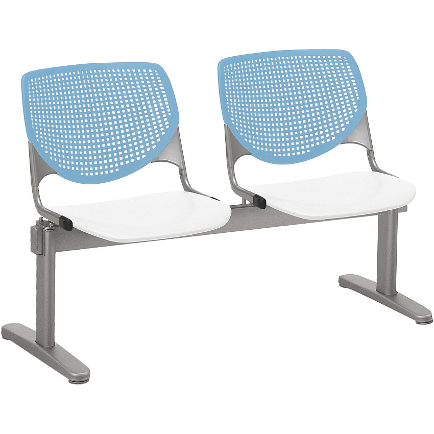 KFI Kool 2 Seat Beam Chair White Seat Color - Polypropylene Seat Material - Sky Blue Back Color - Polypropylene, Aluminum Alloy Back Material - Powder Coated Silver Frame Color - Tubular Steel Frame Material - 1 Each (2300BEAM2358)