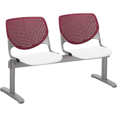 KFI Kool 2 Seat Beam Chair White Seat Color - Polypropylene Seat Material - Burgundy Back Color - Polypropylene, Aluminum Alloy Back Material - Powder Coated Silver Frame Color - Tubular Steel Frame Material - 1 Each (2300BEAM278)