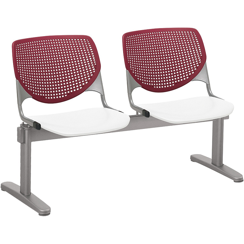 KFI Kool 2 Seat Beam Chair White Seat Color - Polypropylene Seat Material - Burgundy Back Color - Polypropylene, Aluminum Alloy Back Material - Powder Coated Silver Frame Color - Tubular Steel Frame Material - 1 Each (2300BEAM278)