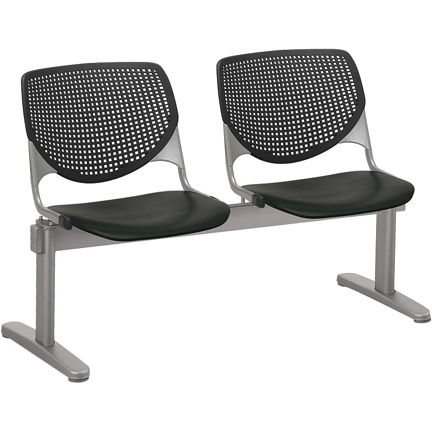 KFI Kool 2 Seat Beam Chair Black Seat Color - Polypropylene Seat Material - Black Back Color - Polypropylene, Aluminum Alloy Back Material - Powder Coated Silver Frame Color - Tubular Steel Frame Material - 1 Each (2300BEAM2P10)