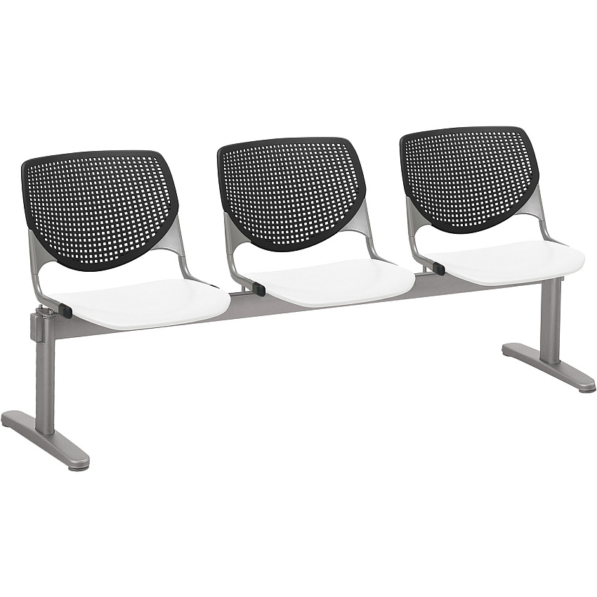 KFI Kool 3 Seat Beam Chair White Seat Color - Polypropylene Seat Material - Black Back Color - Polypropylene, Aluminum Alloy Back Material - Powder Coated Silver Frame Color - Tubular Steel Frame Material - 1 Each (2300BEAM3108)