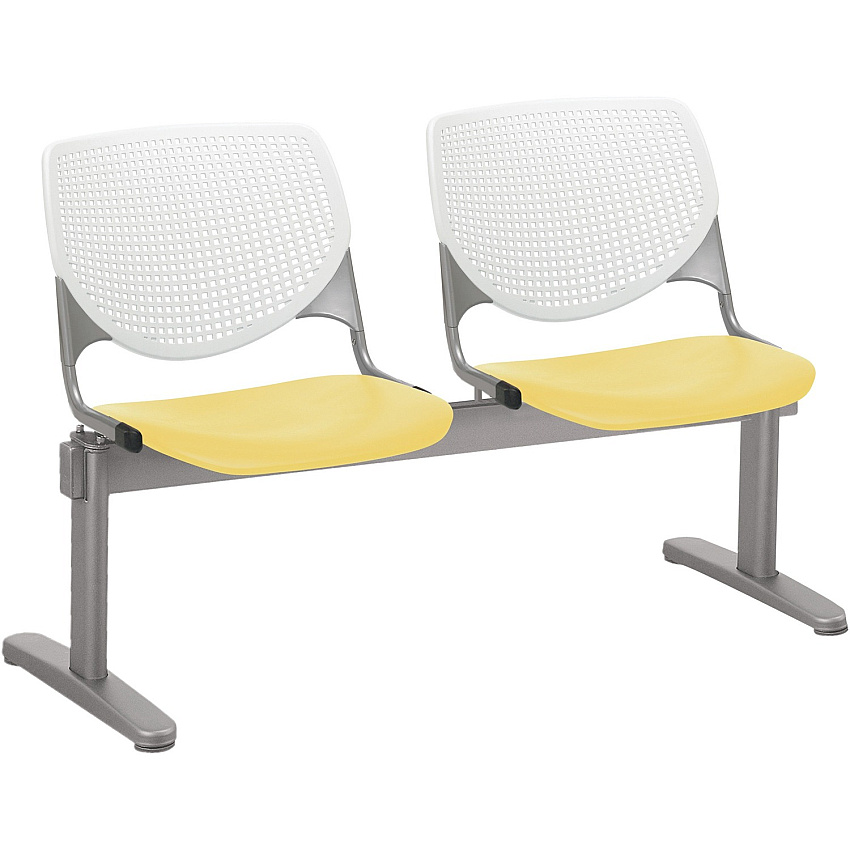 KFI Kool 2 Seat Beam Chair Yellow Seat Color - Polypropylene Seat Material - White Back Color - Polypropylene, Aluminum Alloy Back Material - Powder Coated Silver Frame Color - Tubular Steel Frame Material - 1 Each (2300BEAM2812)