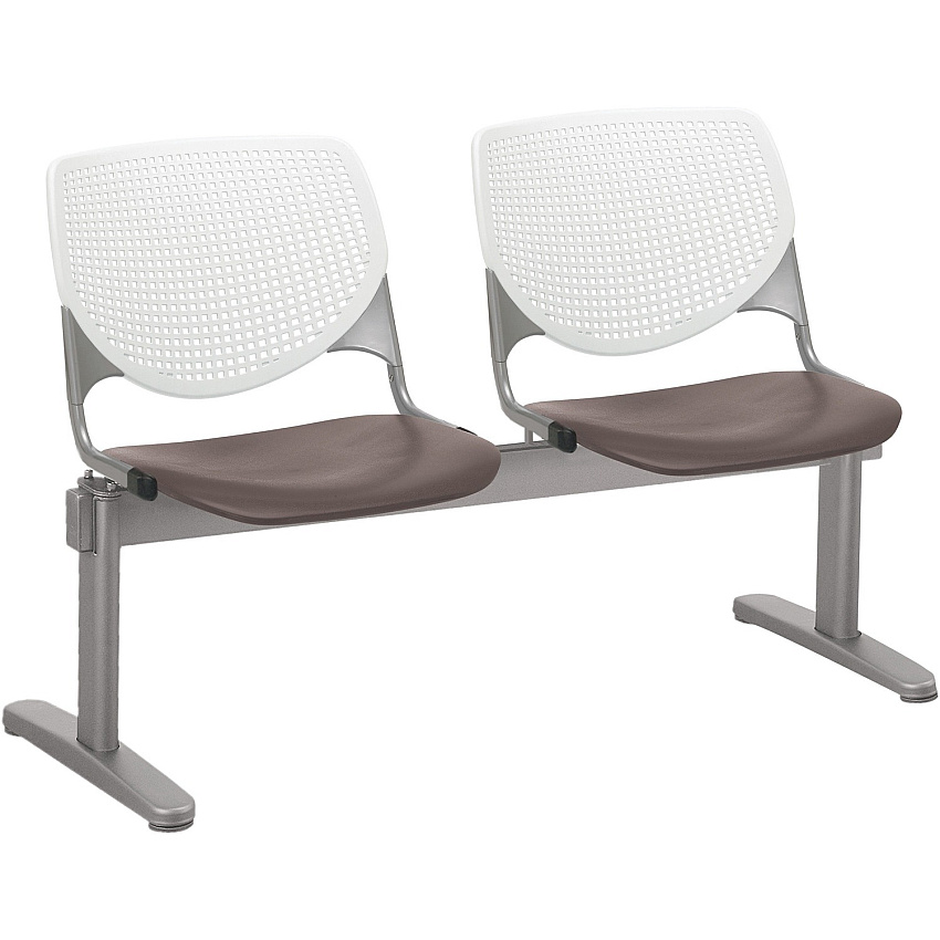 KFI Kool 2 Seat Beam Chair Brownstone Seat Color - Polypropylene Seat Material - White Back Color - Polypropylene, Aluminum Alloy Back Material - Powder Coated Silver Frame Color - Tubular Steel Frame Material - 1 Each (2300BEAM2818)