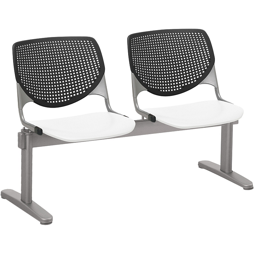 KFI Kool 2 Seat Beam Chair White Seat Color - Polypropylene Seat Material - Black Back Color - Polypropylene, Aluminum Alloy Back Material - Powder Coated Silver Frame Color - Tubular Steel Frame Material - 1 Each (2300BEAM2108)