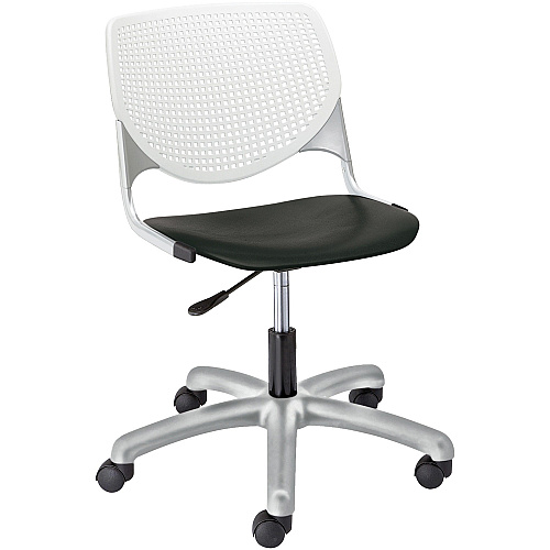 KFI Kool Task Chair With Perforated Back Black Seat Color - Polypropylene Seat Material - White Back Color - Polypropylene, Aluminum Alloy Back Material - Powder Coated Silver Frame Color - Tubular Steel Frame Material - 5-star Base - 1 Each (TK2300B8S10)