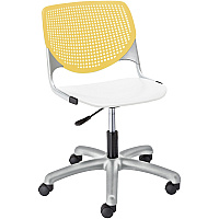 KFI Kool Task Chair With Perforated Back White Seat Color - Polypropylene Seat Material - Yellow Back Color - Polypropylene, Aluminum Alloy Back Material - Powder Coated Silver Frame Color - Tubular Steel Frame Material - 5-star Base - 1 Eac (TK2300B12S8)