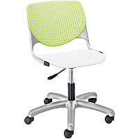 KFI Kool Task Chair With Perforated Back White Seat Color - Polypropylene Seat Material - Lime Green Back Color - Polypropylene, Aluminum Alloy Back Material - Powder Coated Silver Frame Color - Tubular Steel Frame Material - 5-star Base - 1 (TK2300B14S8)