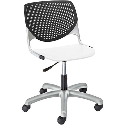 KFI Kool Task Chair With Perforated Back White Seat Color - Polypropylene Seat Material - Black Back Color - Polypropylene, Aluminum Alloy Back Material - Powder Coated Silver Frame Color - Tubular Steel Frame Material - 5-star Base - 1 Each (TK2300B10S8)