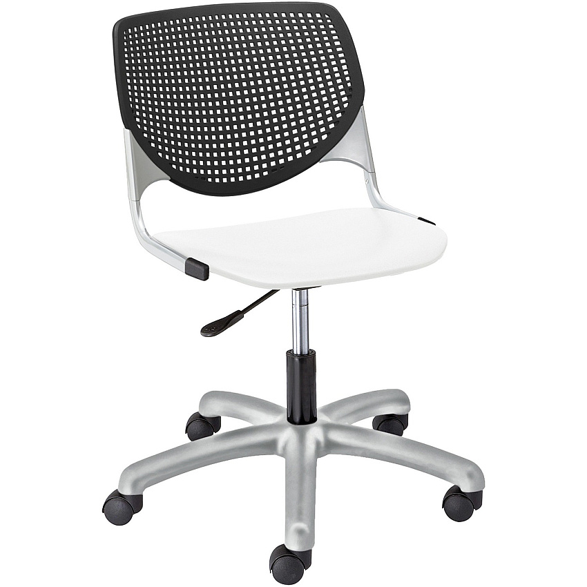 KFI Kool Task Chair With Perforated Back White Seat Color - Polypropylene Seat Material - Black Back Color - Polypropylene, Aluminum Alloy Back Material - Powder Coated Silver Frame Color - Tubular Steel Frame Material - 5-star Base - 1 Each (TK2300B10S8)