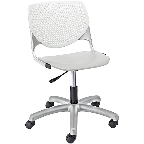 KFI Kool Task Chair With Perforated Back Light Gray Seat Color - Polypropylene Seat Material - White Back Color - Polypropylene, Aluminum Alloy Back Material - Powder Coated Silver Frame Color - Tubular Steel Frame Material - 5-star Base - 1 (TK2300B8S13)