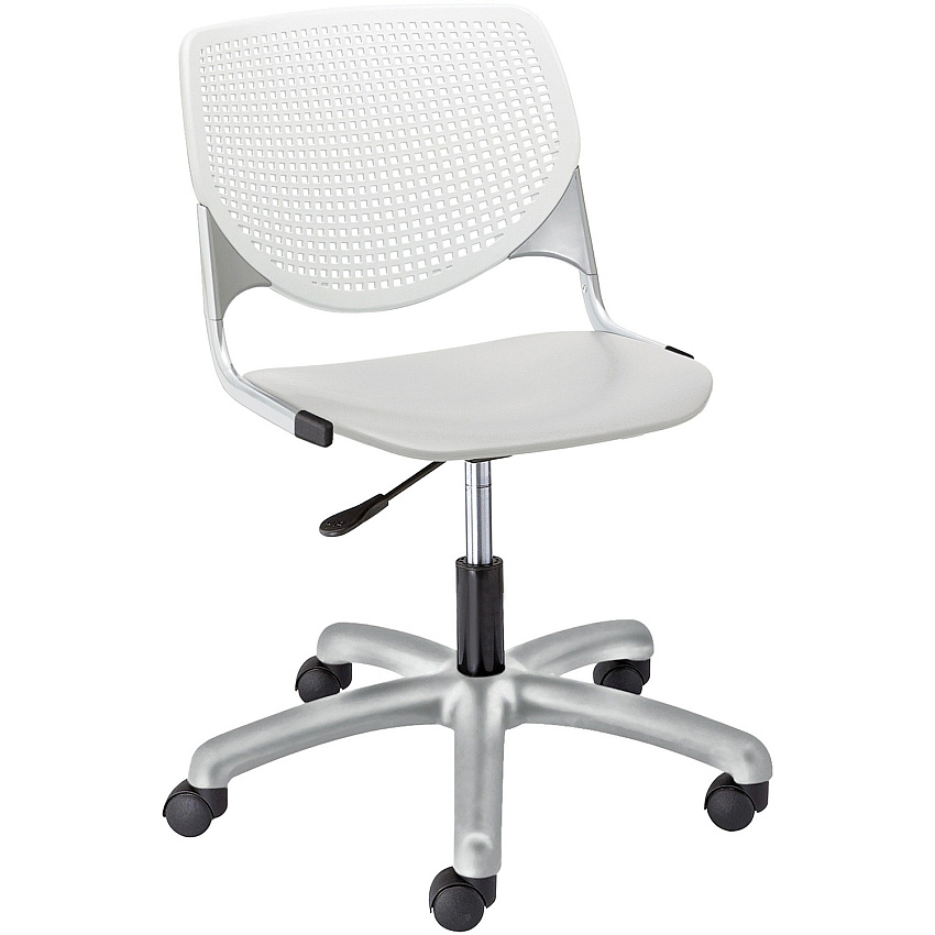 KFI Kool Task Chair With Perforated Back Light Gray Seat Color - Polypropylene Seat Material - White Back Color - Polypropylene, Aluminum Alloy Back Material - Powder Coated Silver Frame Color - Tubular Steel Frame Material - 5-star Base - 1 (TK2300B8S13)