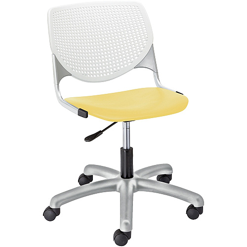 KFI Kool Task Chair With Perforated Back Yellow Seat Color - Polypropylene Seat Material - White Back Color - Polypropylene, Aluminum Alloy Back Material - Powder Coated Silver Frame Color - Tubular Steel Frame Material - 5-star Base - 1 Eac (TK2300B8S12)
