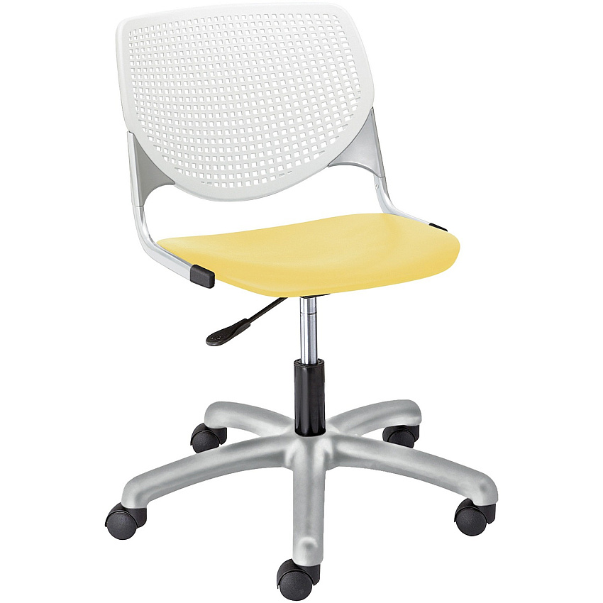 KFI Kool Task Chair With Perforated Back Yellow Seat Color - Polypropylene Seat Material - White Back Color - Polypropylene, Aluminum Alloy Back Material - Powder Coated Silver Frame Color - Tubular Steel Frame Material - 5-star Base - 1 Eac (TK2300B8S12)
