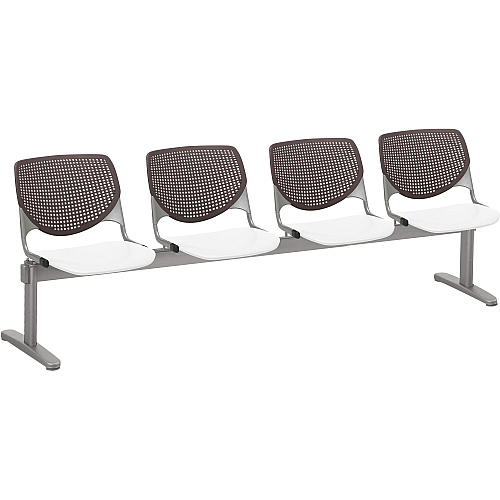 KFI Kool 4 Seat Beam Chair White Seat Color - Polypropylene Seat Material - Brownstone Back Color - Polypropylene, Aluminum Alloy Back Material - Powder Coated Silver Frame Color - Tubular Steel Frame Material - 1 Each (2300BEAM4188)