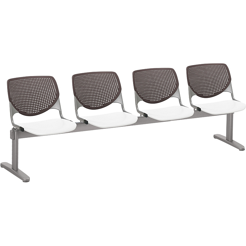 KFI Kool 4 Seat Beam Chair White Seat Color - Polypropylene Seat Material - Brownstone Back Color - Polypropylene, Aluminum Alloy Back Material - Powder Coated Silver Frame Color - Tubular Steel Frame Material - 1 Each (2300BEAM4188)