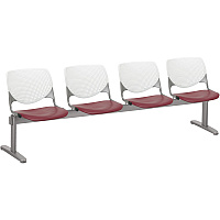 KFI Kool 4 Seat Beam Chair Burgundy Seat Color - Polypropylene Seat Material - White Back Color - Polypropylene, Aluminum Alloy Back Material - Powder Coated Silver Frame Color - Tubular Steel Frame Material - 1 Each (2300BEAM487)
