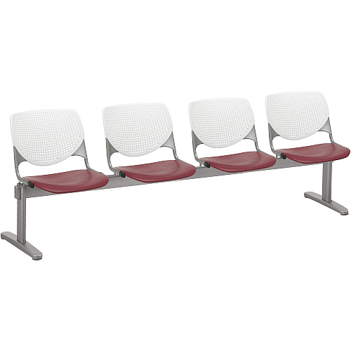 KFI Kool 4 Seat Beam Chair Burgundy Seat Color - Polypropylene Seat Material - White Back Color - Polypropylene, Aluminum Alloy Back Material - Powder Coated Silver Frame Color - Tubular Steel Frame Material - 1 Each (2300BEAM487)