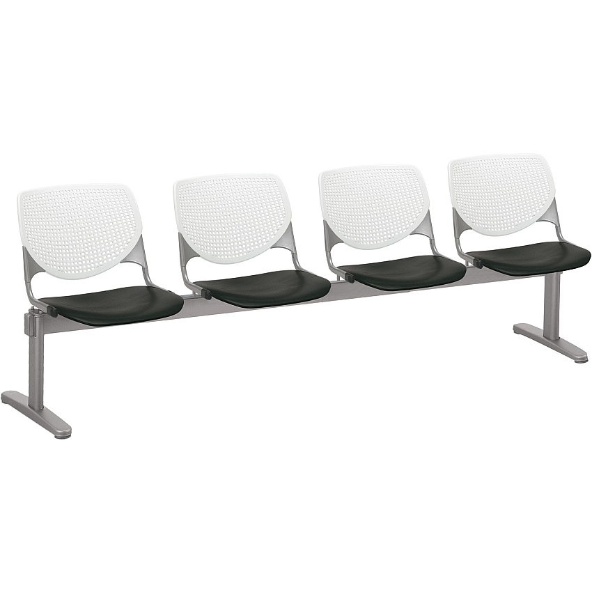 KFI Kool 4 Seat Beam Chair Black Seat Color - Polypropylene Seat Material - White Back Color - Polypropylene, Aluminum Alloy Back Material - Powder Coated Silver Frame Color - Tubular Steel Frame Material - 1 Each (2300BEAM4810)