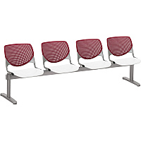 KFI Kool 4 Seat Beam Chair White Seat Color - Polypropylene Seat Material - Burgundy Back Color - Polypropylene, Aluminum Alloy Back Material - Powder Coated Silver Frame Color - Tubular Steel Frame Material - 1 Each (2300BEAM478)