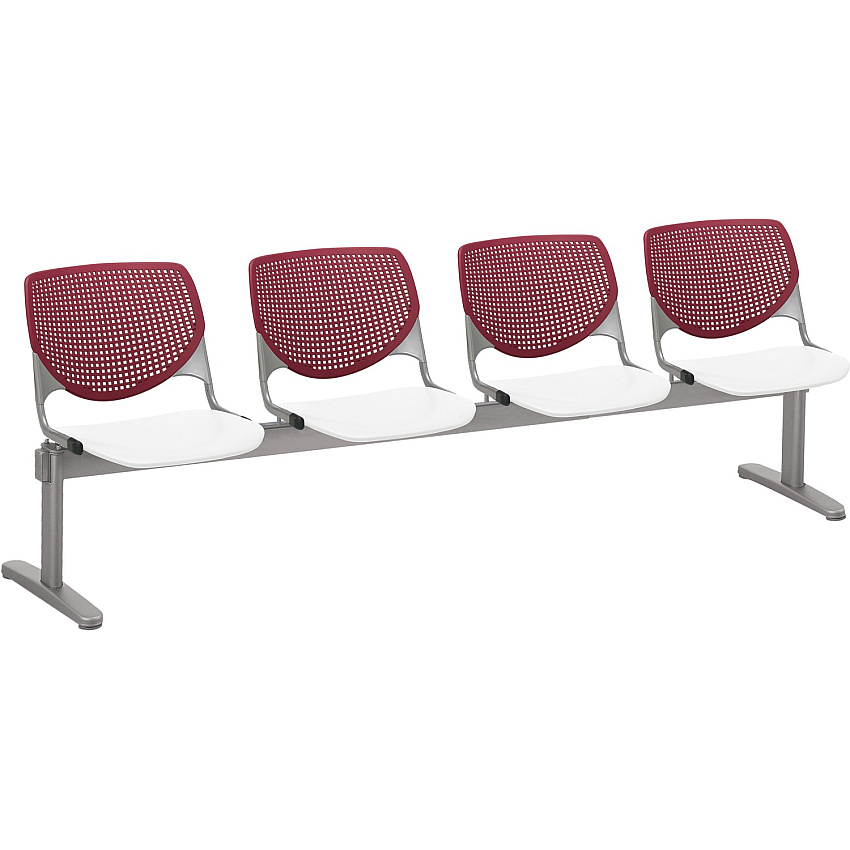KFI Kool 4 Seat Beam Chair White Seat Color - Polypropylene Seat Material - Burgundy Back Color - Polypropylene, Aluminum Alloy Back Material - Powder Coated Silver Frame Color - Tubular Steel Frame Material - 1 Each (2300BEAM478)
