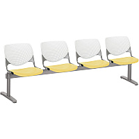 KFI Kool 4 Seat Beam Chair Yellow Seat Color - Polypropylene Seat Material - White Back Color - Polypropylene, Aluminum Alloy Back Material - Powder Coated Silver Frame Color - Tubular Steel Frame Material - 1 Each (2300BEAM4812)