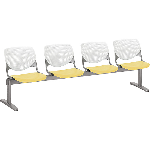 KFI Kool 4 Seat Beam Chair Yellow Seat Color - Polypropylene Seat Material - White Back Color - Polypropylene, Aluminum Alloy Back Material - Powder Coated Silver Frame Color - Tubular Steel Frame Material - 1 Each (2300BEAM4812)