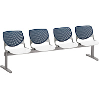 KFI Kool 4 Seat Beam Chair White Seat Color - Polypropylene Seat Material - Navy Back Color - Polypropylene, Aluminum Alloy Back Material - Powder Coated Silver Frame Color - Tubular Steel Frame Material - 1 Each (2300BEAM438)