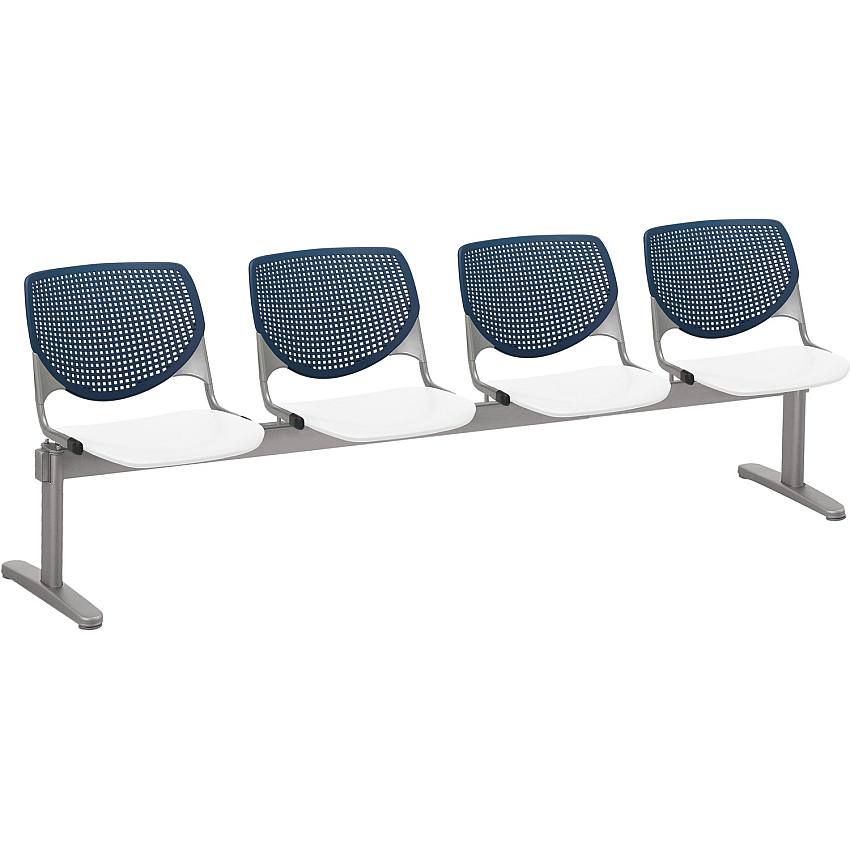KFI Kool 4 Seat Beam Chair White Seat Color - Polypropylene Seat Material - Navy Back Color - Polypropylene, Aluminum Alloy Back Material - Powder Coated Silver Frame Color - Tubular Steel Frame Material - 1 Each (2300BEAM438)