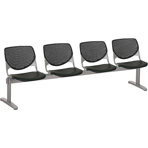 KFI Kool 4 Seat Beam Chair Black Seat Color - Polypropylene Seat Material - Black Back Color - Polypropylene, Aluminum Alloy Back Material - Powder Coated Silver Frame Color - Tubular Steel Frame Material - 1 Each (2300BEAM4P10)