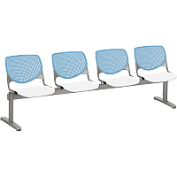 KFI Kool 4 Seat Beam Chair White Seat Color - Polypropylene Seat Material - Sky Blue Back Color - Polypropylene, Aluminum Alloy Back Material - Powder Coated Silver Frame Color - Tubular Steel Frame Material - 1 Each (2300BEAM4358)