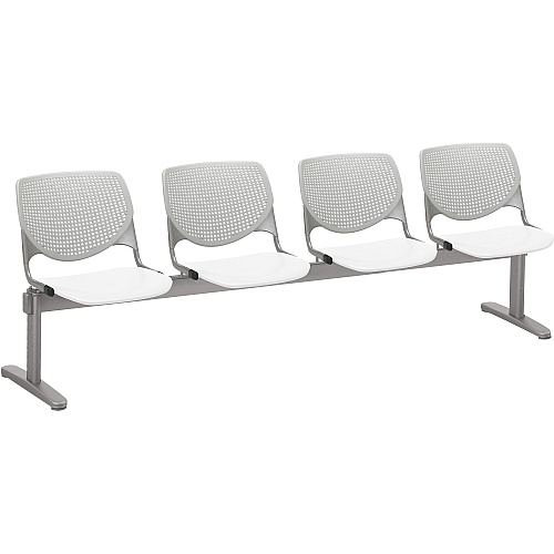 KFI Kool 4 Seat Beam Chair White Seat Color - Polypropylene Seat Material - Light Gray Back Color - Polypropylene, Aluminum Alloy Back Material - Powder Coated Silver Frame Color - Tubular Steel Frame Material - 1 Each (2300BEAM4138)
