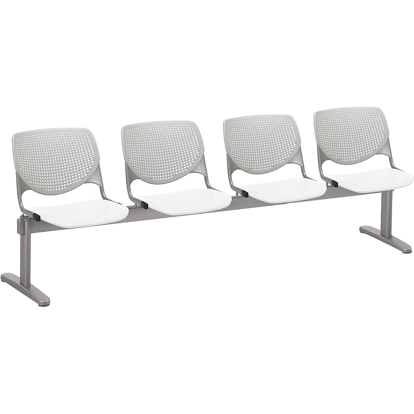 KFI Kool 4 Seat Beam Chair White Seat Color - Polypropylene Seat Material - Light Gray Back Color - Polypropylene, Aluminum Alloy Back Material - Powder Coated Silver Frame Color - Tubular Steel Frame Material - 1 Each (2300BEAM4138)