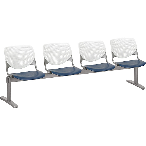 KFI Kool 4 Seat Beam Chair Navy Seat Color - Polypropylene Seat Material - White Back Color - Polypropylene, Aluminum Alloy Back Material - Powder Coated Silver Frame Color - Tubular Steel Frame Material - 1 Each (2300BEAM483)