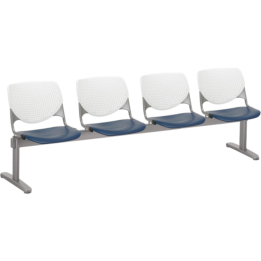 KFI Kool 4 Seat Beam Chair Navy Seat Color - Polypropylene Seat Material - White Back Color - Polypropylene, Aluminum Alloy Back Material - Powder Coated Silver Frame Color - Tubular Steel Frame Material - 1 Each (2300BEAM483)
