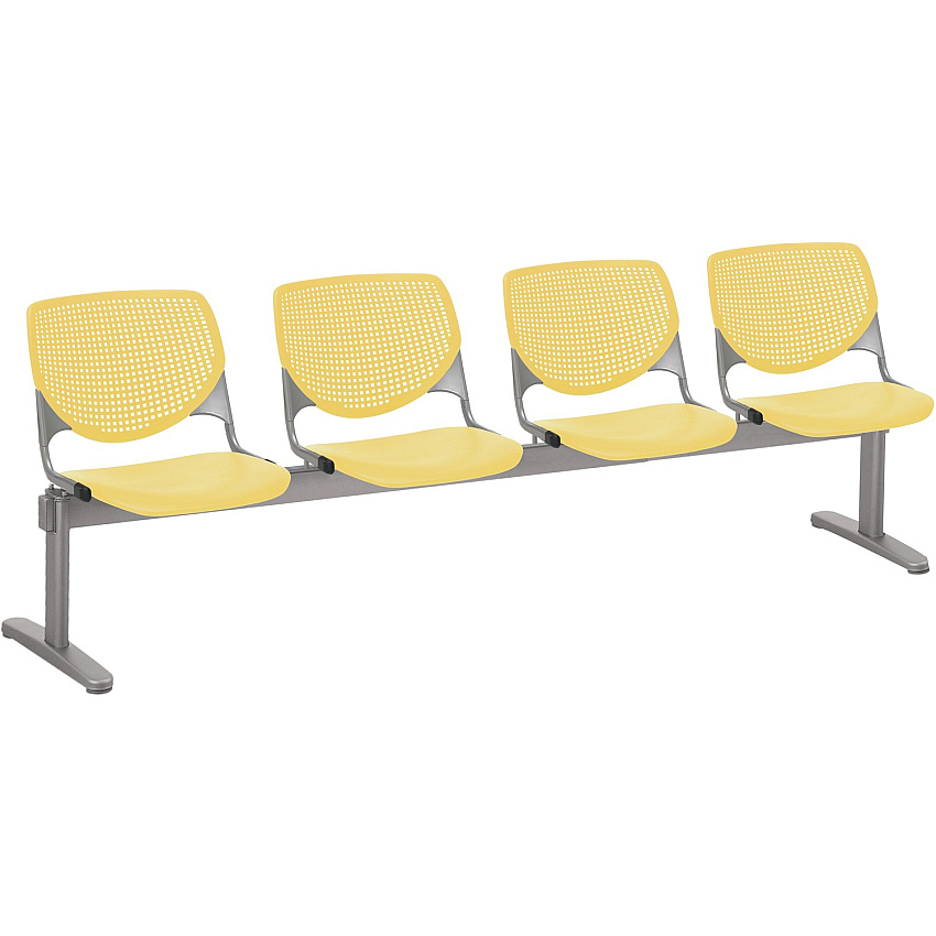 KFI Kool 4 Seat Beam Chair Yellow Seat Color - Polypropylene Seat Material - Yellow Back Color - Polypropylene, Aluminum Alloy Back Material - Powder Coated Silver Frame Color - Tubular Steel Frame Material - 1 Each (2300BEAM4P12)