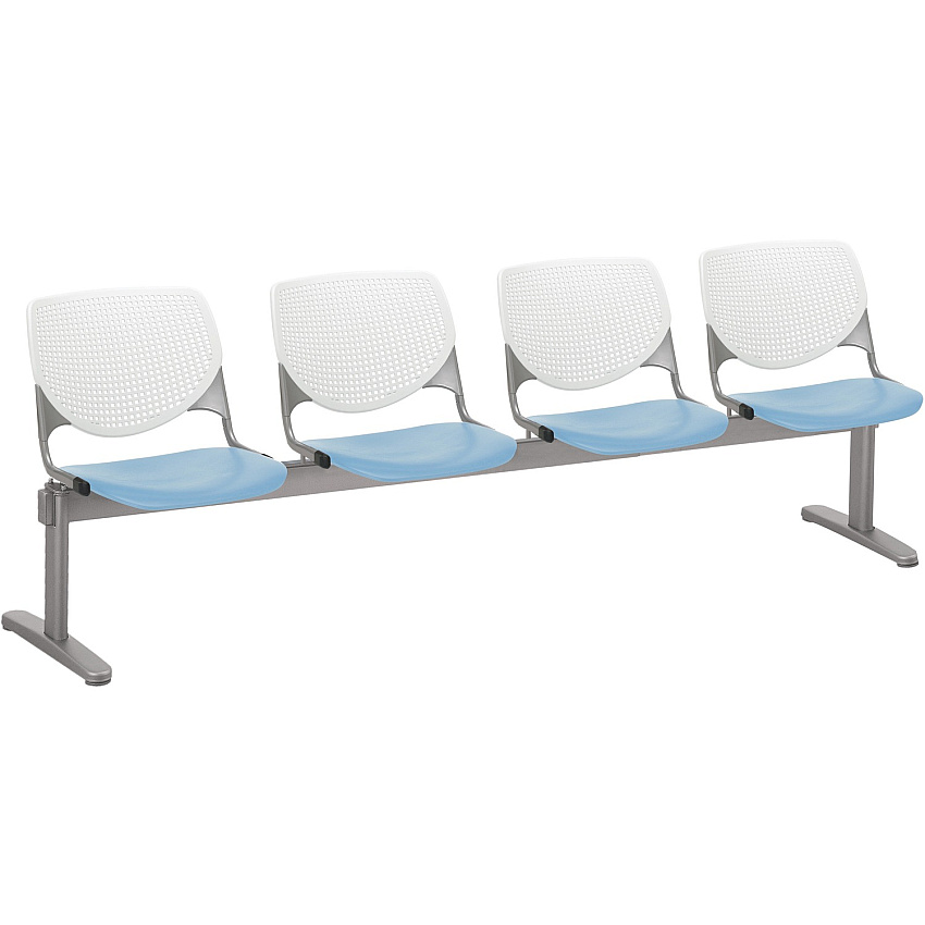 KFI Kool 4 Seat Beam Chair Sky Blue Seat Color - Polypropylene Seat Material - White Back Color - Polypropylene, Aluminum Alloy Back Material - Powder Coated Silver Frame Color - Tubular Steel Frame Material - 1 Each (2300BEAM4835)