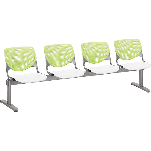 KFI Kool 4 Seat Beam Chair White Seat Color - Polypropylene Seat Material - Lime Green Back Color - Polypropylene, Aluminum Alloy Back Material - Powder Coated Silver Frame Color - Tubular Steel Frame Material - 1 Each (2300BEAM4148)