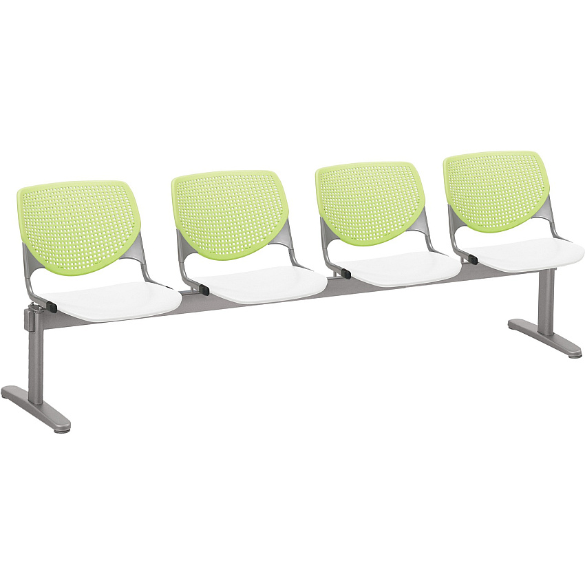 KFI Kool 4 Seat Beam Chair White Seat Color - Polypropylene Seat Material - Lime Green Back Color - Polypropylene, Aluminum Alloy Back Material - Powder Coated Silver Frame Color - Tubular Steel Frame Material - 1 Each (2300BEAM4148)