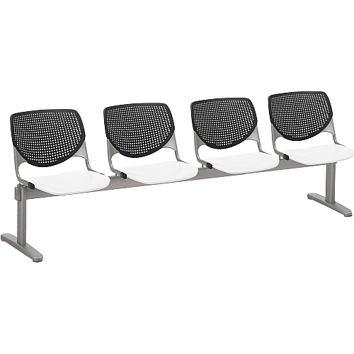 KFI Kool 4 Seat Beam Chair White Seat Color - Polypropylene Seat Material - Black Back Color - Polypropylene, Aluminum Alloy Back Material - Powder Coated Silver Frame Color - Tubular Steel Frame Material - 1 Each (2300BEAM4108)