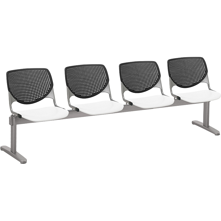 KFI Kool 4 Seat Beam Chair White Seat Color - Polypropylene Seat Material - Black Back Color - Polypropylene, Aluminum Alloy Back Material - Powder Coated Silver Frame Color - Tubular Steel Frame Material - 1 Each (2300BEAM4108)