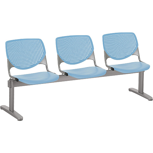 KFI Kool 3 Seat Beam Chair Sky Blue Seat Color - Polypropylene Seat Material - Sky Blue Back Color - Polypropylene, Aluminum Alloy Back Material - Powder Coated Silver Frame Color - Tubular Steel Frame Material - 1 Each (2300BEAM3P35)