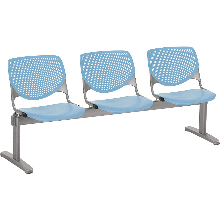 KFI Kool 3 Seat Beam Chair Sky Blue Seat Color - Polypropylene Seat Material - Sky Blue Back Color - Polypropylene, Aluminum Alloy Back Material - Powder Coated Silver Frame Color - Tubular Steel Frame Material - 1 Each (2300BEAM3P35)