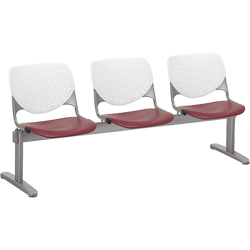 KFI Kool 3 Seat Beam Chair Burgundy Seat Color - Polypropylene Seat Material - White Back Color - Polypropylene, Aluminum Alloy Back Material - Powder Coated Silver Frame Color - Tubular Steel Frame Material - 1 Each (2300BEAM387)