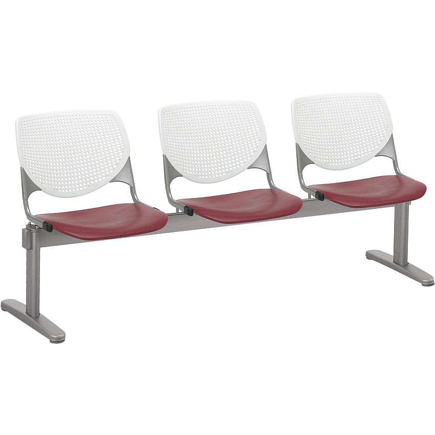 KFI Kool 3 Seat Beam Chair Burgundy Seat Color - Polypropylene Seat Material - White Back Color - Polypropylene, Aluminum Alloy Back Material - Powder Coated Silver Frame Color - Tubular Steel Frame Material - 1 Each (2300BEAM387)
